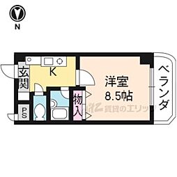 天神川林マンション 2階1Kの間取り