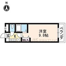 JR東海道・山陽本線 西大路駅 徒歩7分の賃貸マンション 2階1Kの間取り