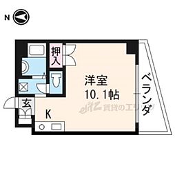 京都地下鉄東西線 太秦天神川駅 徒歩2分の賃貸マンション 2階1Kの間取り