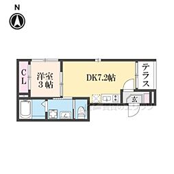 エーデルシュタイン花園伊町 1階1DKの間取り