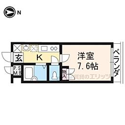 アンソレイエ四条 4階1Kの間取り