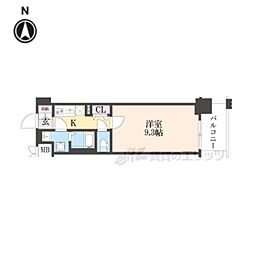 ソルテラスKYOTO西大路　瑠 9階1Kの間取り