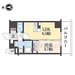 ASCLAIRE京都西院 6階1DKの間取り