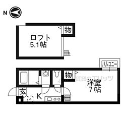 STABLE三条大宮 2階1Kの間取り