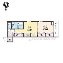 梅津東構口町アパート 201 2階1DKの間取り