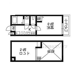 ロフティ京都西陣 2階1Kの間取り