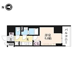 ファステート京都堀川スクエア 9階1Kの間取り