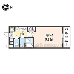 LA FITE KYOTO OIKE _WEST 308 3階1Kの間取り