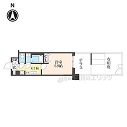 アクアプレイス京都千本丸太町 1Kの間取図画像
