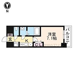 アドバンス京都ソナーレ 1Kの間取図画像