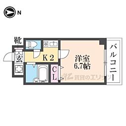 プレサンス京都二条城前 1Kの間取図画像