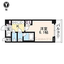 エステムコート京都西院 1Kの間取図画像