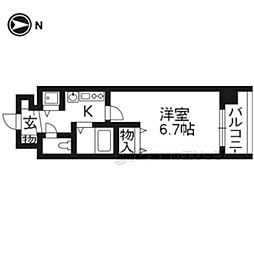 プレサンス京都四条烏丸クロス 1Kの間取図画像