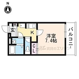 アリエッタウメヅ 1Kの間取図画像