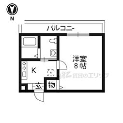 ブライトハイムA棟 1Kの間取図画像