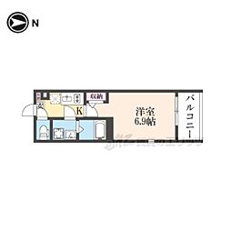 サンテラス二条 1Kの間取図画像