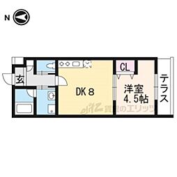リアン桂ウエスト 1LDKの間取図画像