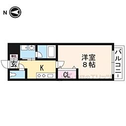 A-mon太秦天神川 1Kの間取図画像
