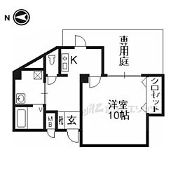 エリーフラッツ上桂 1Kの間取図画像