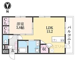 J'fort嵯峨天龍寺 1LDKの間取図画像