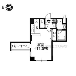 ルーエ五条堀川 1Kの間取図画像