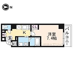 エスカーサ京都四条梅津 1Kの間取図画像