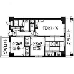 シェルブリュー四条 3LDKの間取図画像