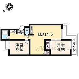 グランドール桂 2LDKの間取図画像