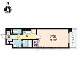 エスポワール 1Kの間取図画像