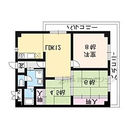 シャトー西京極 3LDKの間取図画像