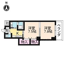 LE.SAPHIR西大路2 2Kの間取図画像