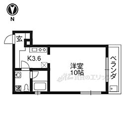 ハクユウ宮川 1Kの間取図画像
