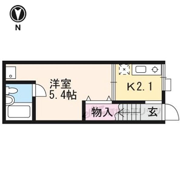 京都府京都市北区紫野南舟岡町(賃貸アパート1K・1階・15.82㎡)の写真 その2