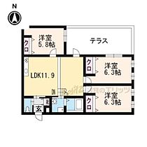 グリーンヒル下鴨本通 101 ｜ 京都府京都市左京区下鴨梅ノ木町（賃貸マンション3LDK・1階・63.00㎡） その2