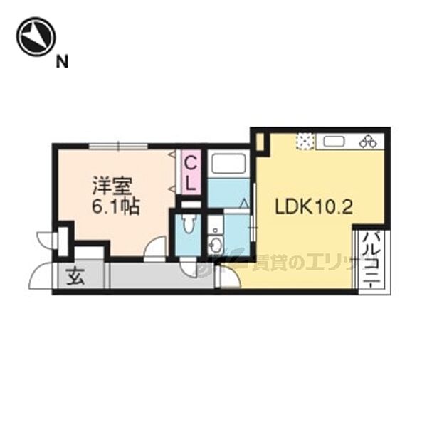 レジデンス北白川 202｜京都府京都市左京区北白川下池田町(賃貸マンション1LDK・2階・39.40㎡)の写真 その2