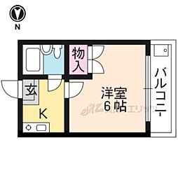 京都市営烏丸線 北山駅 徒歩4分の賃貸マンション 3階1Kの間取り
