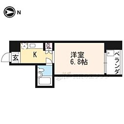 フラッツ一乗館 3階1Kの間取り