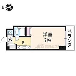 京都市営烏丸線 北山駅 徒歩9分の賃貸マンション 2階1Kの間取り