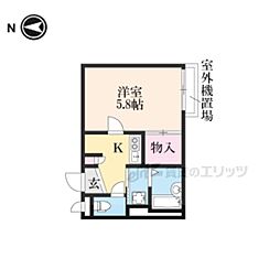 レオパレスバンブー雅 2階1Kの間取り