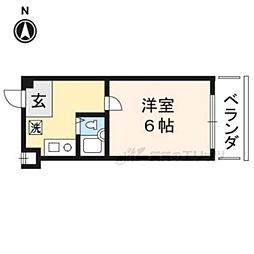 ピアレ下鴨 2階1Kの間取り