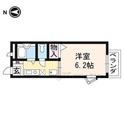 グリーンキャンパス北白川 1階1Kの間取り