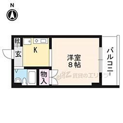 叡山電鉄叡山本線 一乗寺駅 徒歩4分の賃貸マンション 1階1Kの間取り