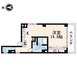 京阪本線 清水五条駅 徒歩7分の賃貸アパート 4階ワンルームの間取り