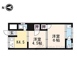 叡山電鉄叡山本線 茶山・京都芸術大学駅 徒歩4分の賃貸マンション 2階2Kの間取り