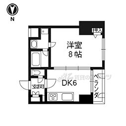 京都市営烏丸線 今出川駅 徒歩10分の賃貸マンション 6階1DKの間取り