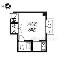 叡山電鉄叡山本線 茶山・京都芸術大学駅 徒歩7分の賃貸マンション 2階1Kの間取り