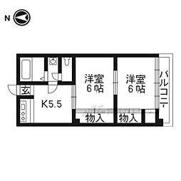 叡峰閣 2階2Kの間取り