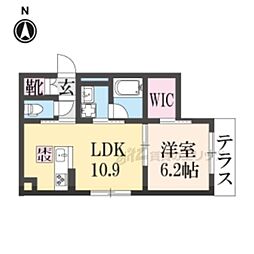 シャーメゾン宣光門 1階1LDKの間取り