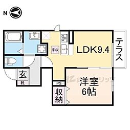 京都市営烏丸線 北山駅 徒歩9分の賃貸アパート 1階1LDKの間取り