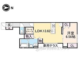 阪急京都本線 大宮駅 徒歩3分の賃貸アパート 1階1LDKの間取り